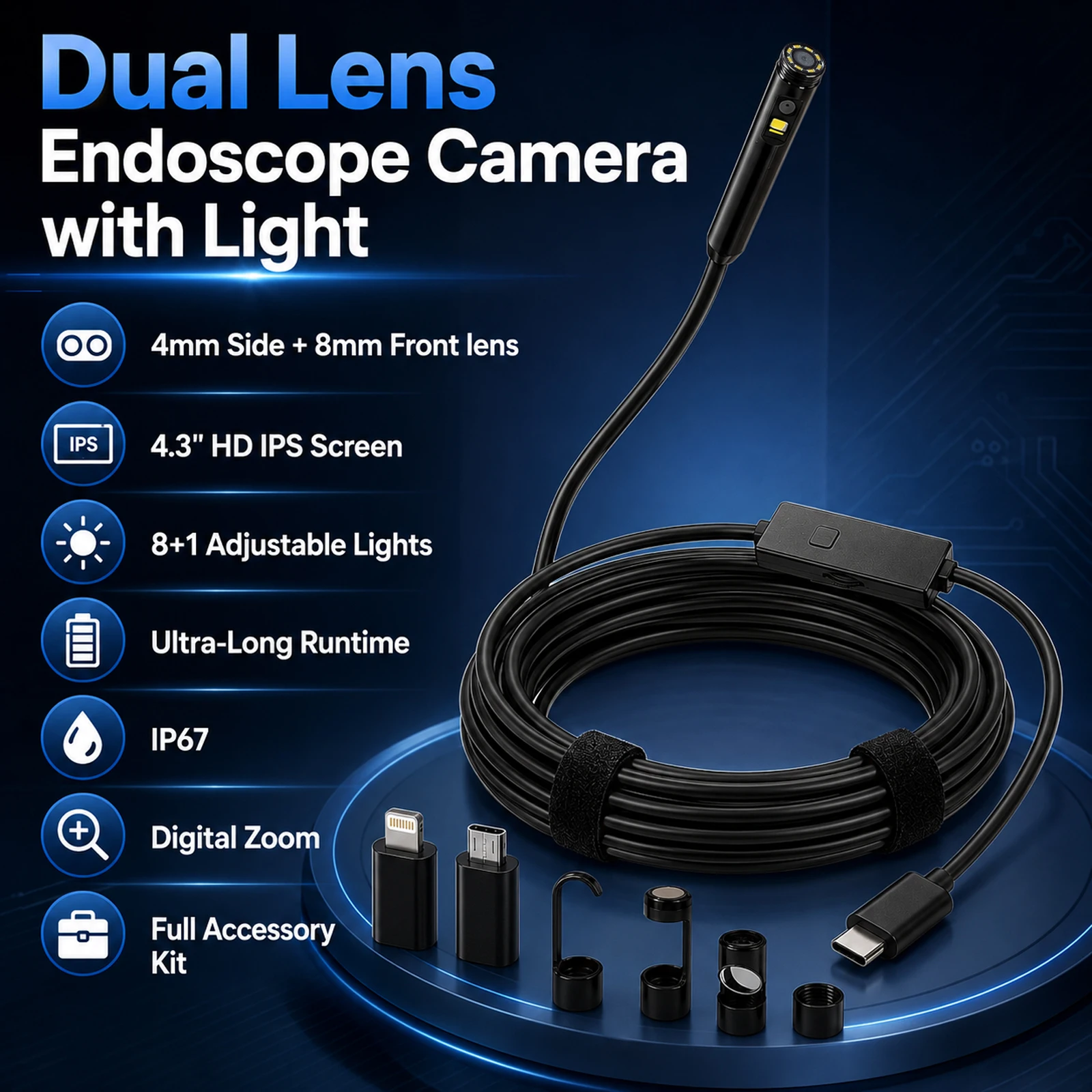 Dual-Port-Endoskopkamera für iPhone iOS Android 1920P HD – Bild 4