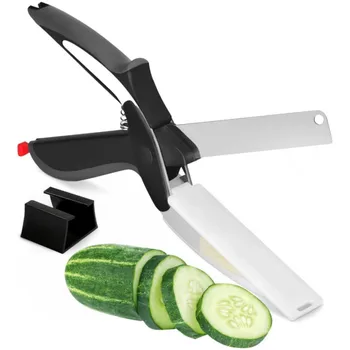Lebensmittelschere mit Schneidebrett und Gemüsemesser, Lebensmittelschneider, Zerkleinererschere