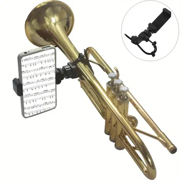 Metall-Musiknotenhalter-Clip für Telefone, geeignet für Posaune, Trompete, Waldhorn, Altsaxophon, Schwarzer