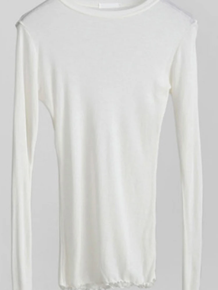 Hohe Qualität Plain T Shirt Frauen Elastische Grundlegende – Bild 2