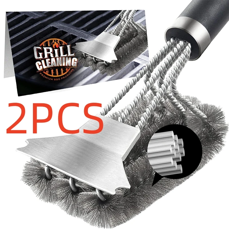 1/2PCS sichere Grillbürste und Schaber mit Deluxe-Griff