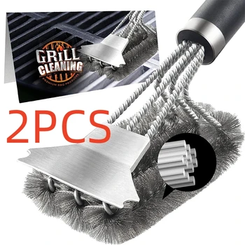 Sichere Grillbürste und Schaber mit Deluxe-Griff Grillreiniger Bürste Edelstahl Borsten Grillbürste Zubehör