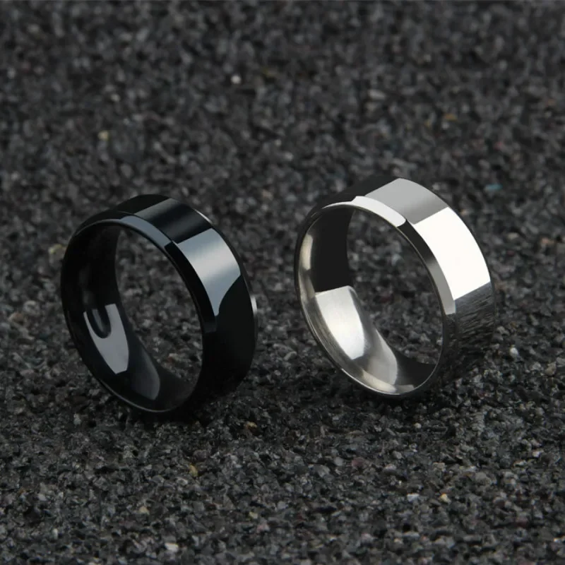 Charm-Schmuckring für Männer und Frauen, Edelstahl, schwarze
