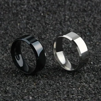 Charm-Schmuckring für Männer und Frauen, Edelstahl, schwarze Ringe, Hochzeit, Verlobung, Band, mattierter