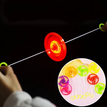 Lustige handgezogene LED-Leuchten, Schwungrad, Spielzeug, Kindertag, Party, Geburtstag (6 Stück)