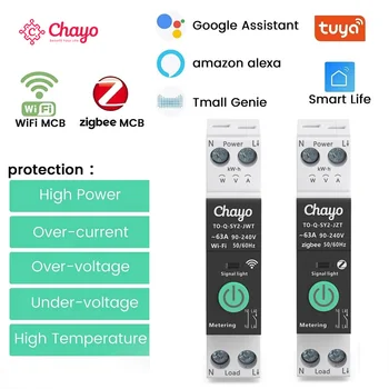 Tuya wifi/zigbee mcb smart stromsc halter über strom unter spannung schutz strommessung 1-63a fernbedienung