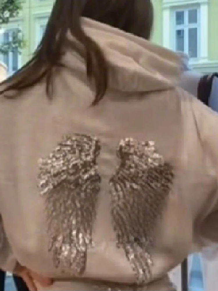 Damen-Pullover mit glänzenden Pailletten, Engelsflügel – Bild 4
