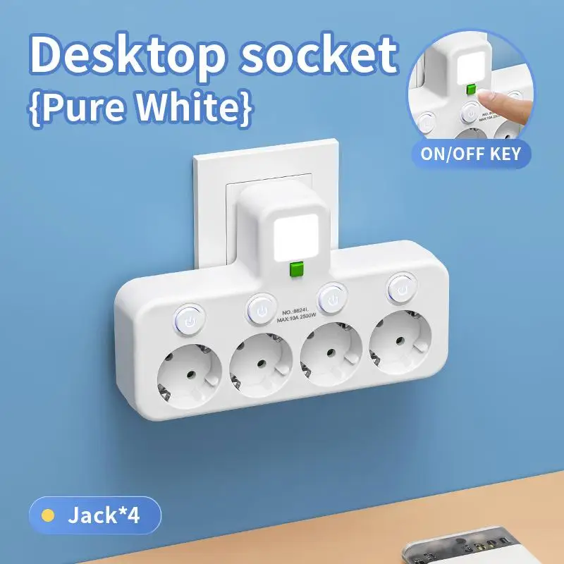 EU-Steckdose, 4 Steckdosen, Multitap-Wandsteckdosenleiste – Bild 4