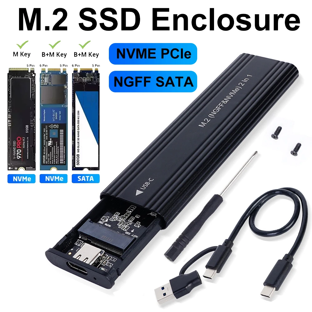 M2 SSD-Gehäuse NVME SATA Dual Protocol M.2 auf USB Typ C