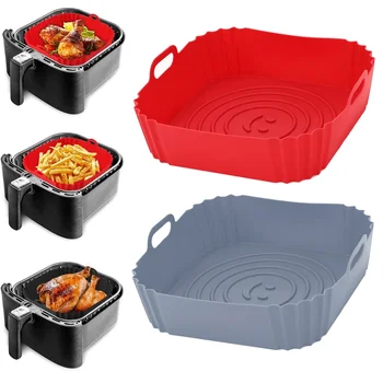 Wiederverwendbare Airfryer-Pfanne, Zubehör, Silikon-Air Fryers, Ofen-Backblech, Pizza, Huhn, Airfryer