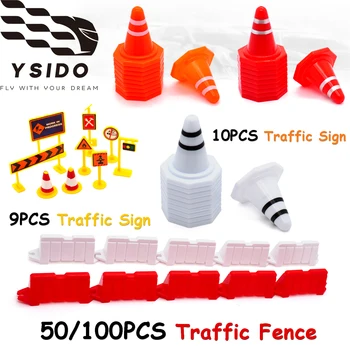 Road Barrier Hindernis Feldzaun Verkehrszeichen Mini Verkehrskegel Spielzeug für 1:28 1:24 1:18 1:16 SCX24