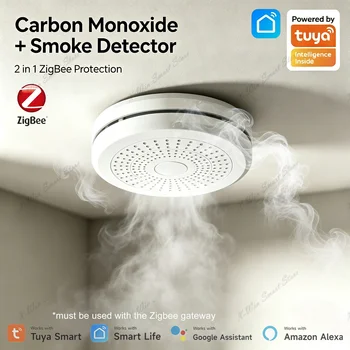 Tuya 2-in-1 Version Rauch- und Feuermelder mit ZigBee, Intelligenter CO- und Rauchmelder, Gasdetektor