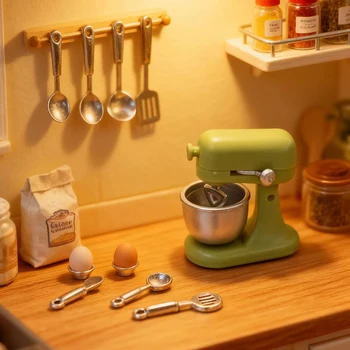 Weihnachtsdekoration Miniatur-Küchenszenen-Mixer-Set, Sammlerstück für Miniatur-Enthusiasten