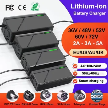 36V 48V 52V 60V 72V Ladegerät 2A 3A 5A Intelligentes Schnellladen 10S 13S 14S 16S 20S für 42V 54,6V 58,8V