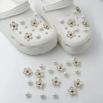 3D süße Gänseblümchen Perlen Set Schuh Charms Zubehör für Slide Sandalen DIY Clogs Dekoration Schuh Schnalle