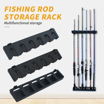 Angelrute Lagerung Rack 6 Löcher Wand-montiert Angelrute Halter Halterung Vertikale & Horizontale Display