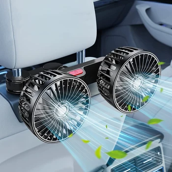 Autoventilator 360° ° 3-geschwindigkeit Auto Sitz Zurück Lüfter USB Ladung Dual Kopf Fan Einstellbare Rotation