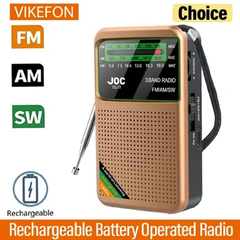 Batteriebetriebenes Radio, FM-AM-SW-Radio, integrierter Lautsprecher, Zeiger, Taschenradio Typ C