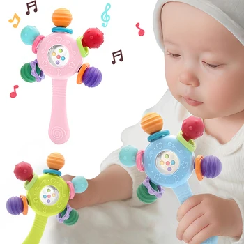 Baby Silikon Beißring Entwicklung Spielzeug 0 6 12 Monate Sensorische Rassel Zahnen Für Kleinkind Hand Grip