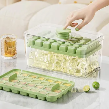 Drücken Sie den Eiswürfelschalen-Eimer, multifunktionaler 48-Grid-Eiswürfelform-Eisbereiter mit einer