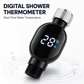 LED Digitaler Duschtemperaturmonitor, 360° ° Rotierendes Display für das Badezimmer zu Hause, Zubehör