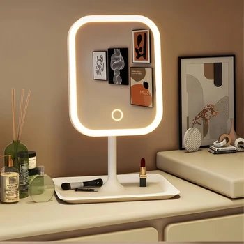 Nischen-Moderne Desktop-Kosmetikspiegel mit 3 Farblichtmodi LED-Schminkspiegel Berührungssensor-Spiegel