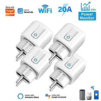 WLAN Smart Steckdose EU 16/20A mit Stromüberwachungsfunktion, kabellose App- und Sprachfernbedienung