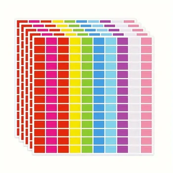 5 Blatt/700 Stück rechteckige bunte Aufkleber, verschiedene abnehmbare Aufkleber, 10 Farben