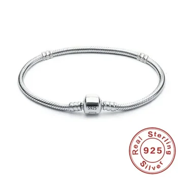 925er-Sterlingsilber-Schlangenketten-DIY-Charm-Armband für Frauen, Geschenk, Schmuck mit Armbändern