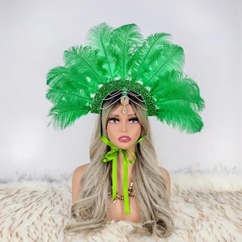 Karibik Karneval Abschlussball Feder Kopfschmuck Damen Haarschmuck Make-up Bühne Rollenspiel Requisiten Urlaub