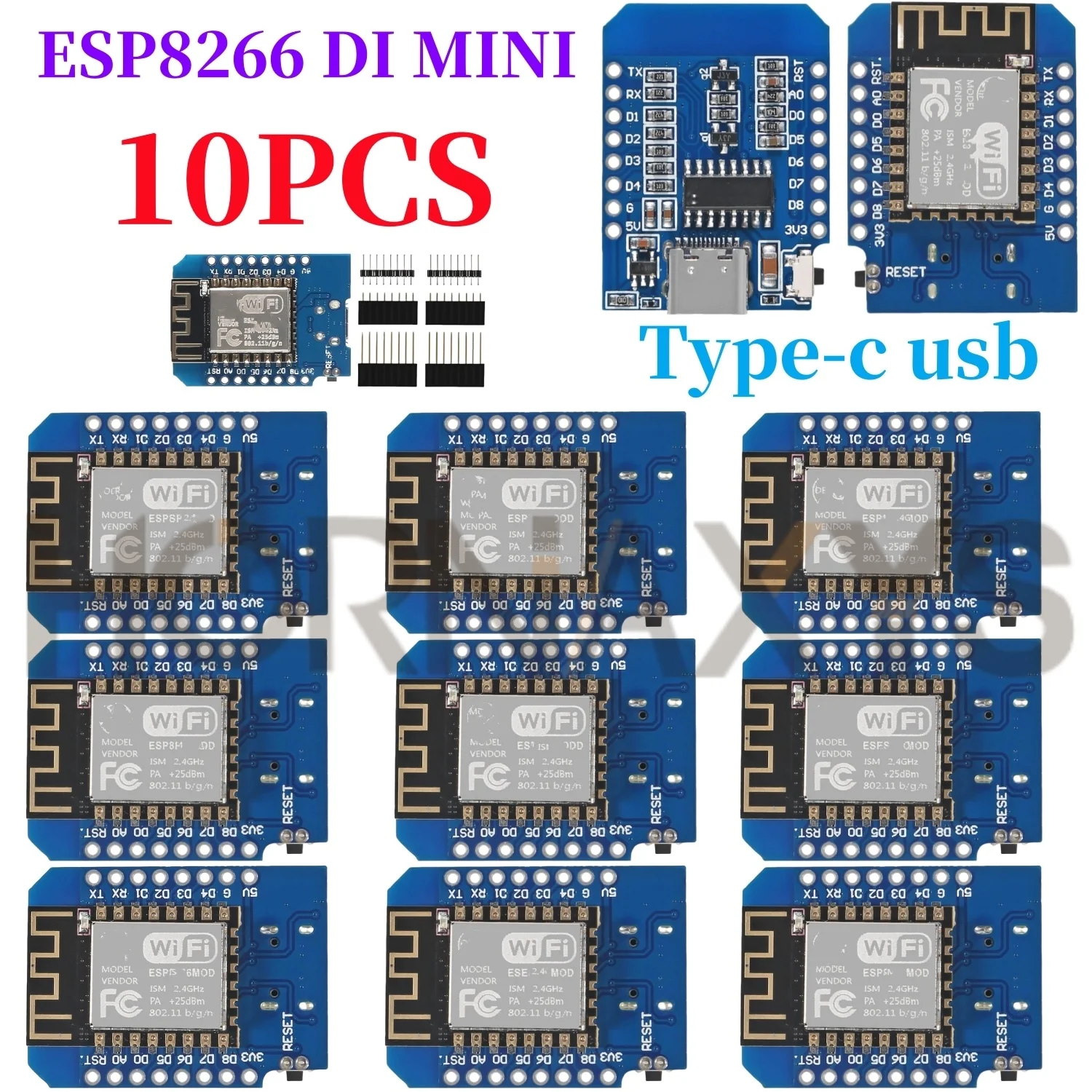 1-10PCS/WeMos D1 Mini TYPE-C/Micro USB ESP8266 ESP-12F CH340G – Bild 6