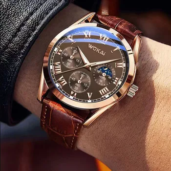 Mode Männer Luxus uhren Herren Business Pu Leder Quarzuhr Geschenke für männliche Kalender Armbanduhr Relogio