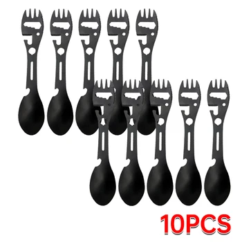 Camping-Utensilien-Set, Edelstahl, Outdoor-Überlebensausrüstung, 5-in-1-Geschirr, Reisen, Wandern, Besteck
