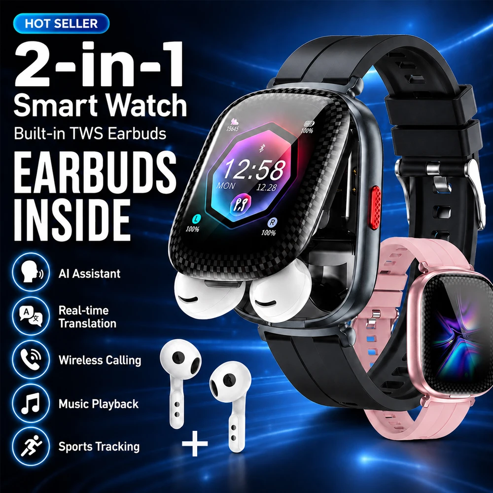 2026 Smartwatch mit integrierten kabellosen Ohrhörern