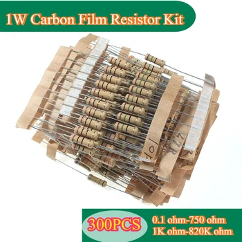 Widerstandsset, 1 W, 5 % Kohleschichtwiderstand, 30 Werte x 10 Stück, 0,1-750 Ohm, 1 K-820 K Ohm (300 Stück)