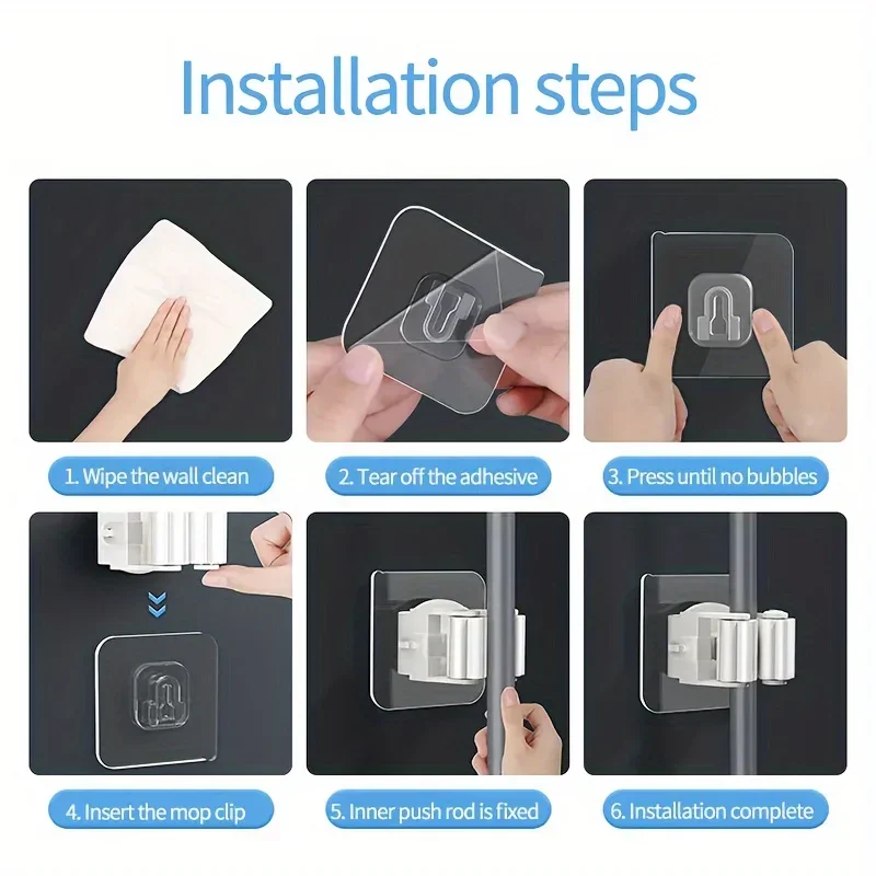 Mopp Halter Selbst-klebe Besen Ständer Wand Montiert Mopp – Bild 6