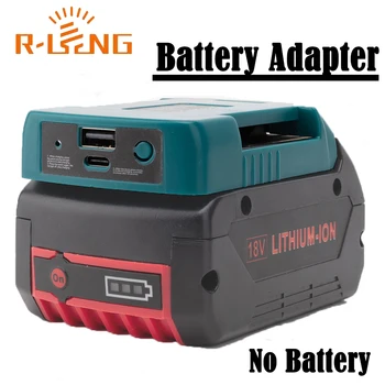 Powerbank für Bosch 18V BAT609 BAT610G Akku-Ladegerät mit USB und Typ-C-Halteradapter, schnelles Laden