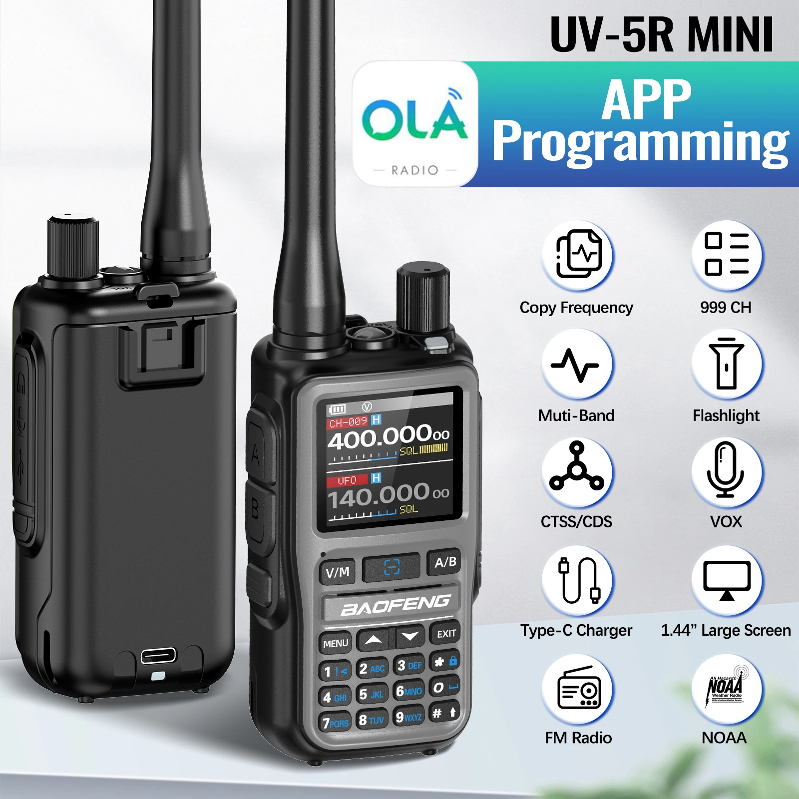 BAOFENG UV-5R Mini Walkie Talkie Multi Band Bluetooth – Bild 2