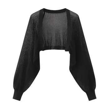 Französische Eisseide gestrickt, sonnenbeständig, Strickjacke, Oberteil für Damen, Sommer, dünne Jacke, Weste