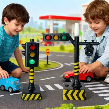 Sicherheit Bildung Simulation Verkehrs Lichter Spielzeug Kleinkinder Wegweiser Tankstelle Anzeige Warnung Auto