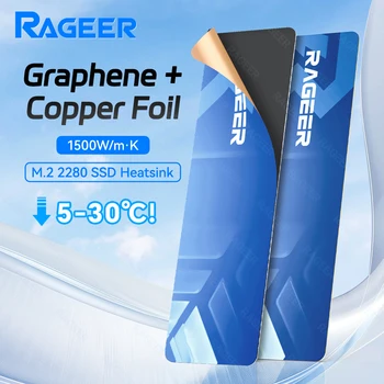 RAGEER M.2 2280 SSD Graphen + Kupfer + Wärmeleitpad, dreilagiger 0,5-mm-Hochleitfähigkeitskühler