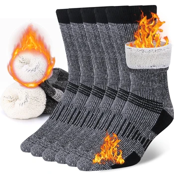 3 Paar Herren- und Damen-Crew-Socken aus Merinowolle, verdickte Thermo- und warme Socken für Winterarbeiten