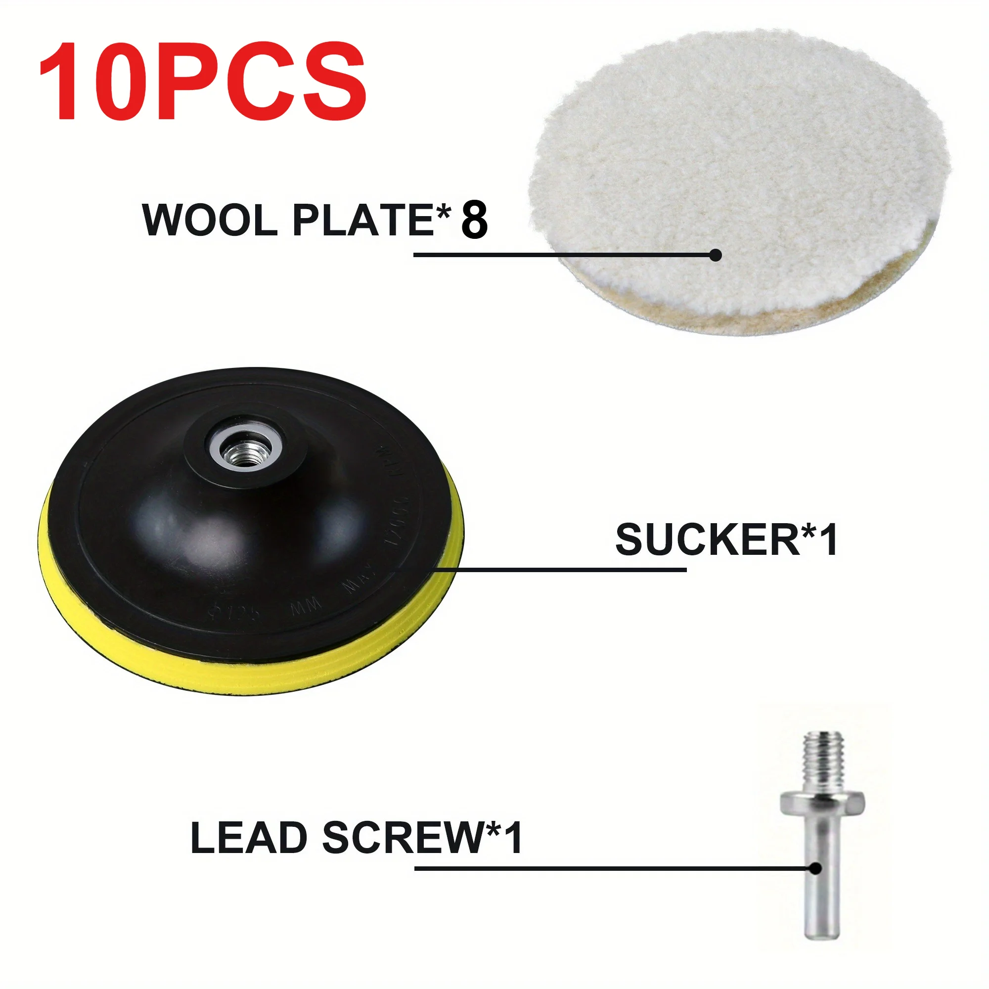 10-teiliges Set (8 Pads+1 Saugnapf+1 Schraube) Auto-Polier – Bild 6