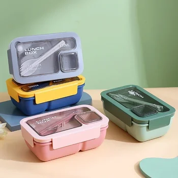Lunchbox, tragbare Lunchtaschen für Kinder, Schule, Büro, Bento-Box mit Geschirr, komplettes Kit