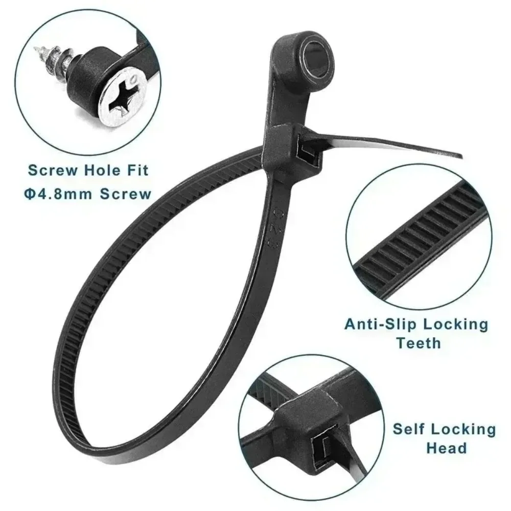 100 Stück Nylon-Kabelbinder mit Schraubenloch, vielseitig – Bild 2