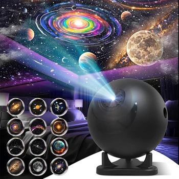 Planetariumsprojektor für Schlafzimmer, 12 Bildscheiben, Galaxie-Projektoren, Stern-Nachtlicht