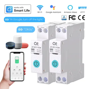 Tuya WiFi Smart Circuit Breaker 1P + N MCB 63A Timer Power Energie kWh Spannung Strom Meter Protector Stimme