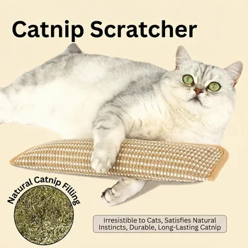 Katzen-Kissen-Kauspielzeug, langlebiges Hanf-Kratzpad, Zahnreinigung, interaktives Katzenspielzeug