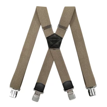 Robuste Hosenträger für Männer, Arbeit im Freien, 3,8 cm, X-Back, 4 starke Clips, verstellbare elastische
