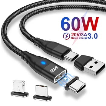 Magnetisches Ladekabel 60 W mit USB-C und Micro-USB Stecker